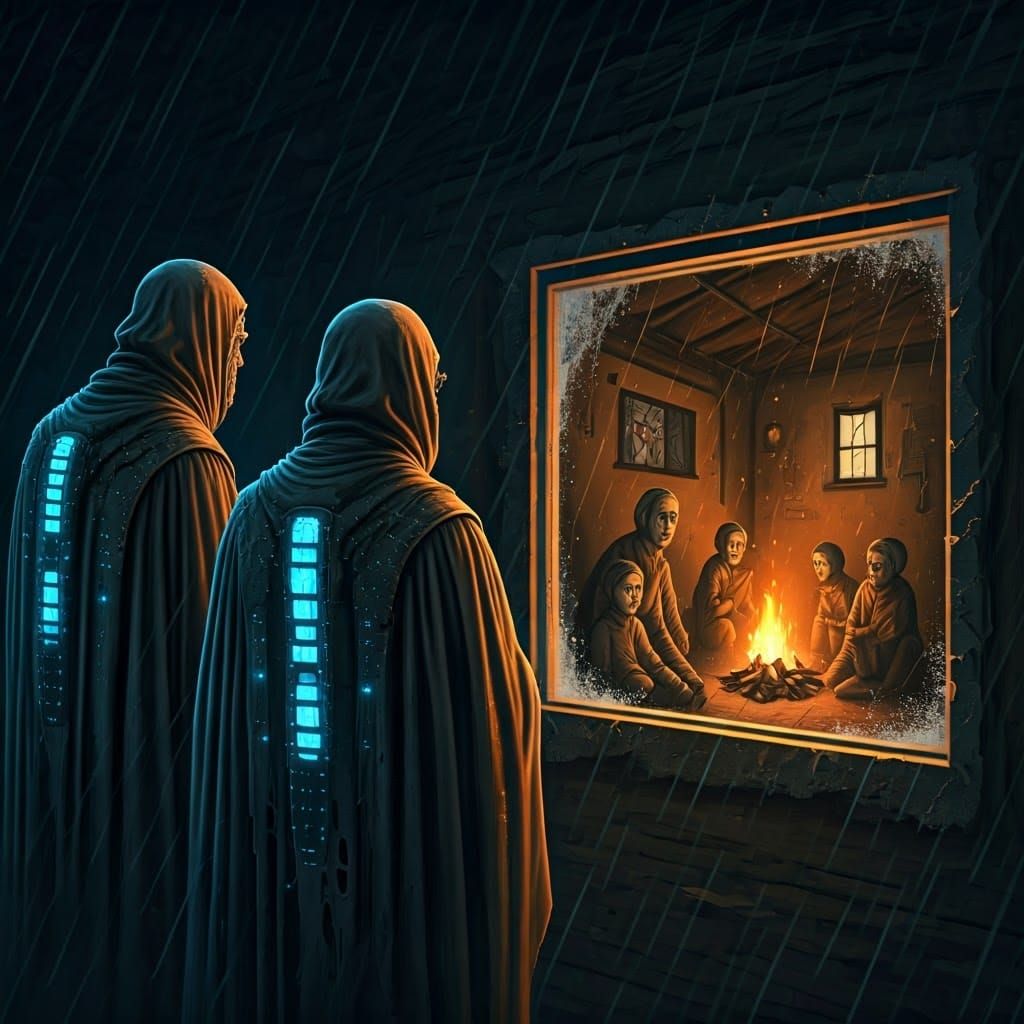 Cyberpunk Ghost of Christmas Present Watches Over Desperate...