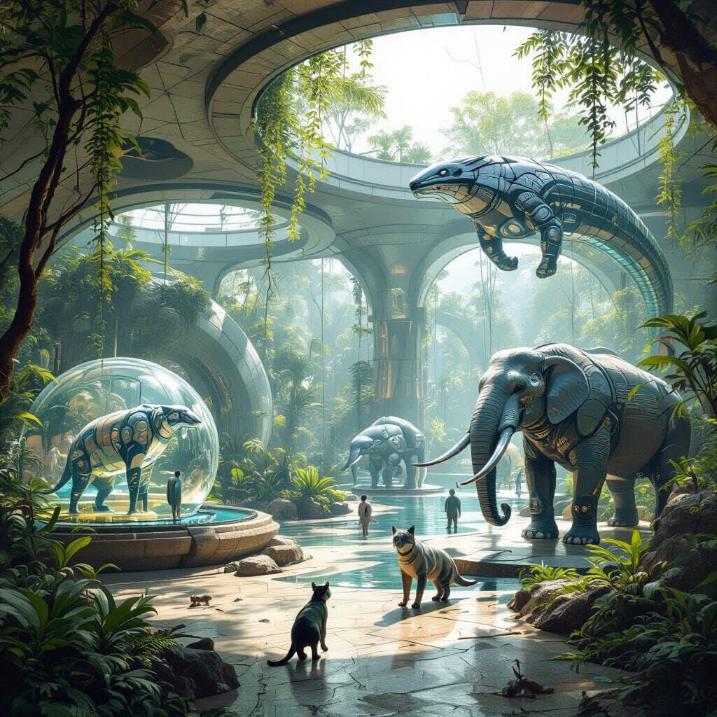 Futuristic Zoo with Speculative Animals in Biome Architectur...