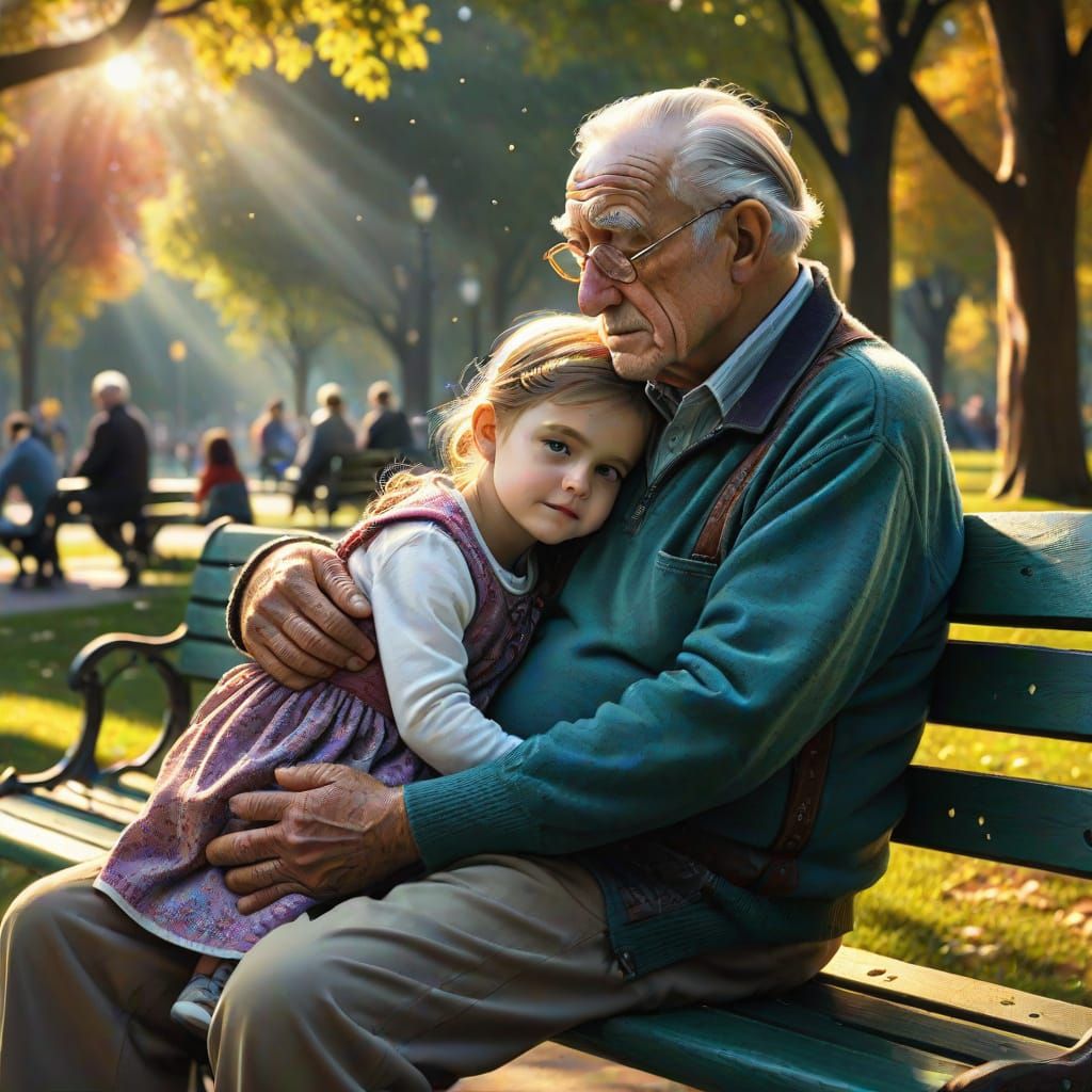 Intimate Portrait of a Grandfather and Granddaughter in Vivi...