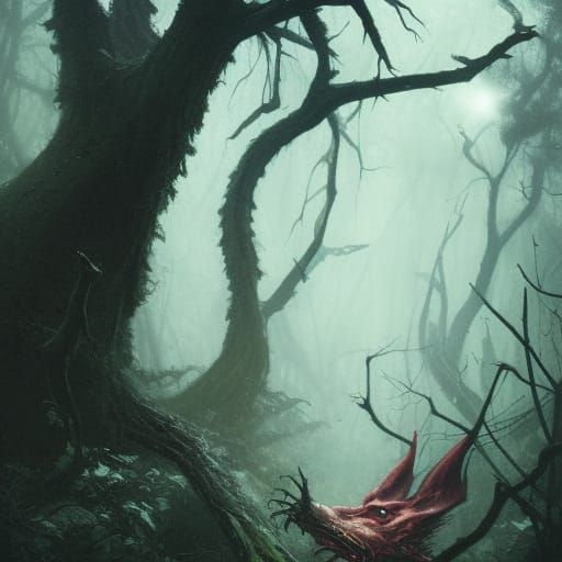 Sinister Wechuge Creature in Dark Woods