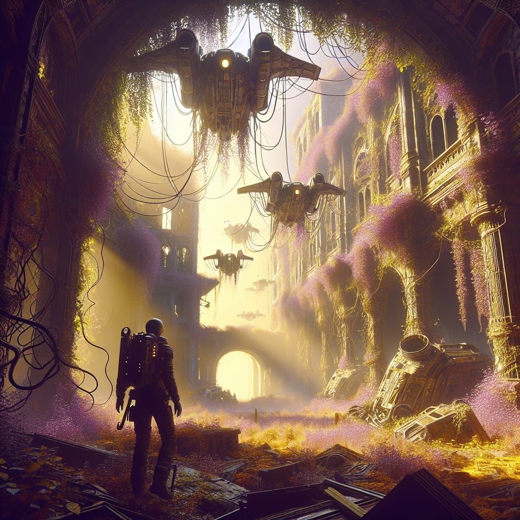 Abandoned Sci-Fi City Exploration: Dark Fantasy Concept Art