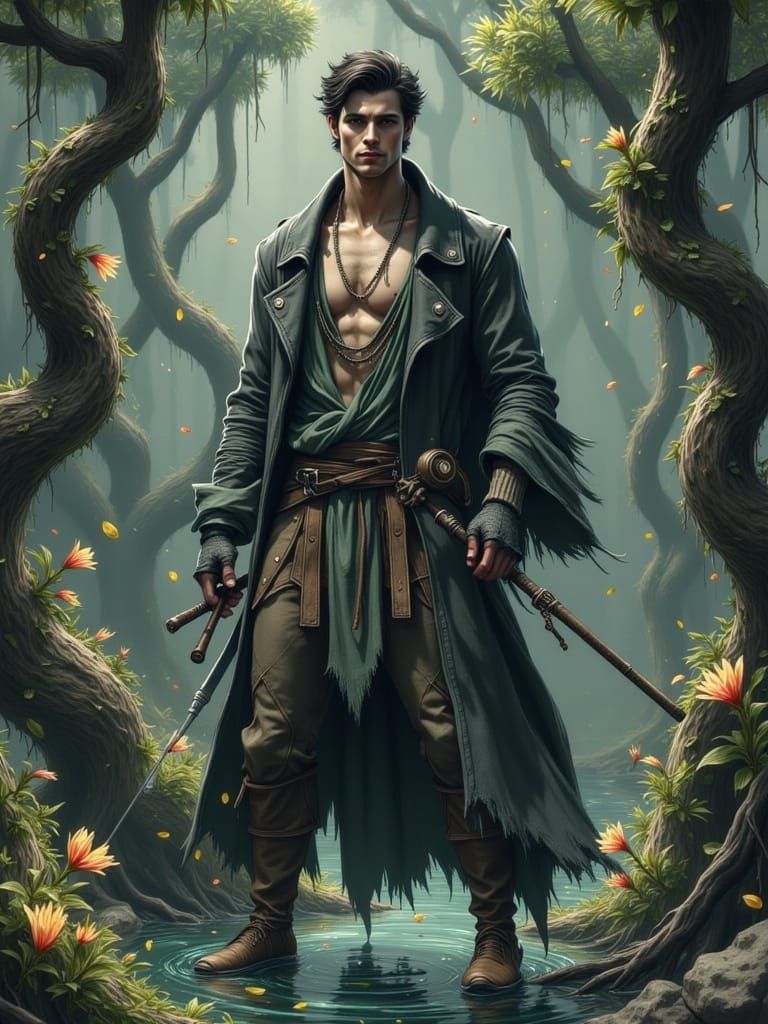 Surreal Swamp Cultivator in Cyberpunk Aesthetic