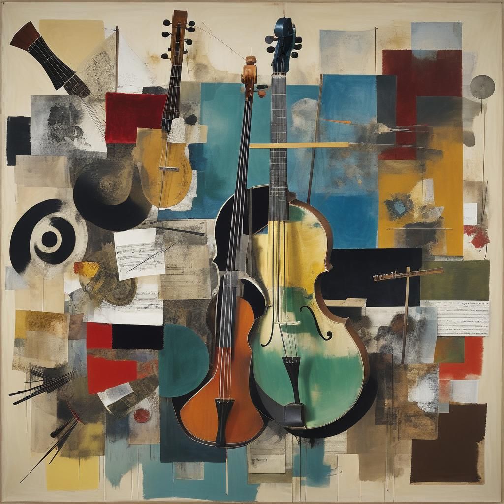 Abstract Orchestra Collage Inspired by Rauschenberg
