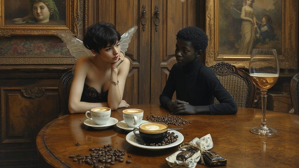 Dryad and Fairy Share Coffee, Academic Art