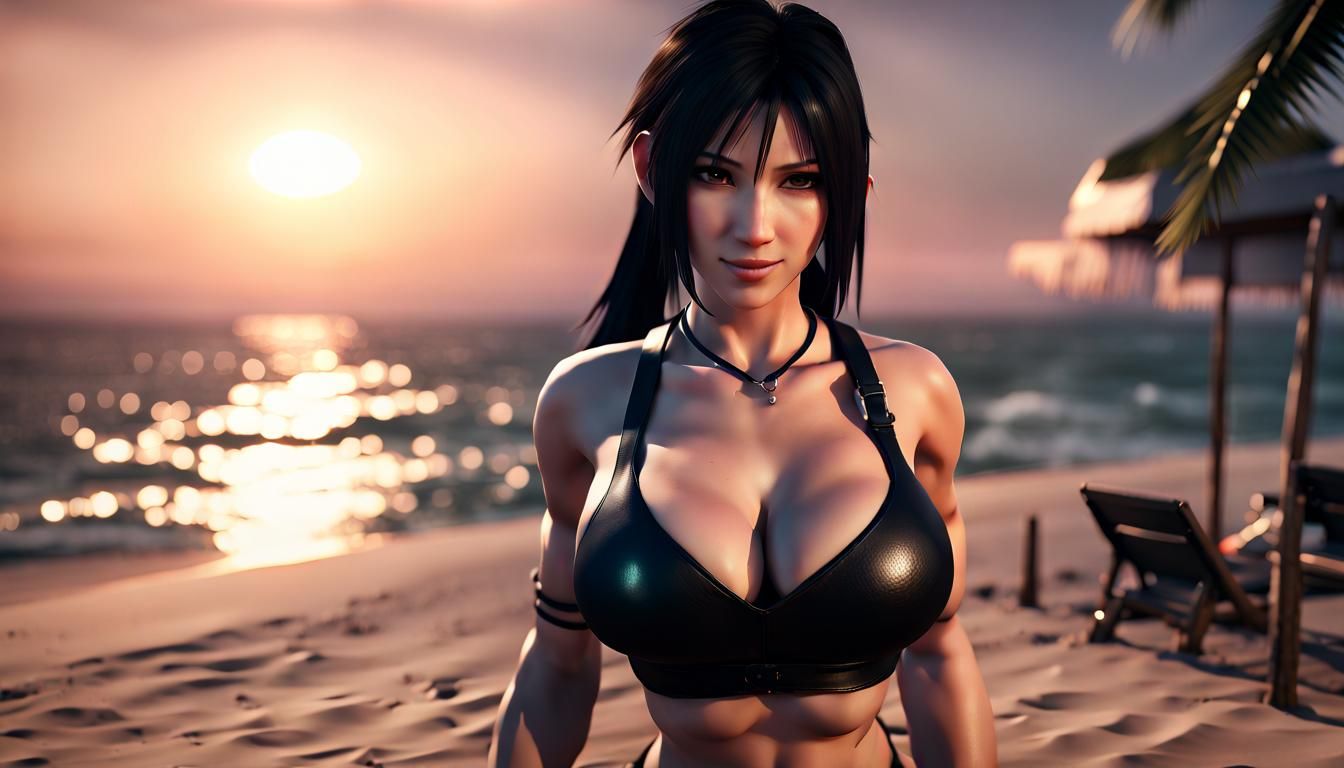 Tifa Lockhart in Black Bikini at Twilight