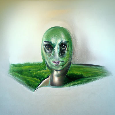 Hyperrealistic Portrait of a Green Alien