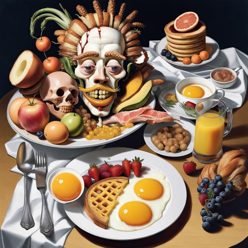 Surreal Foodpunk Breakfast Still Life
