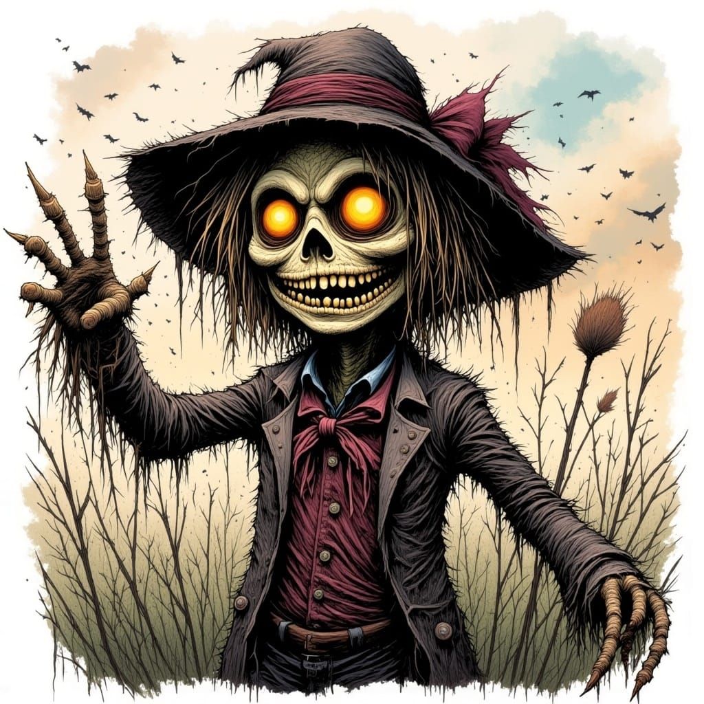 Surreal Scarecrow in a Field