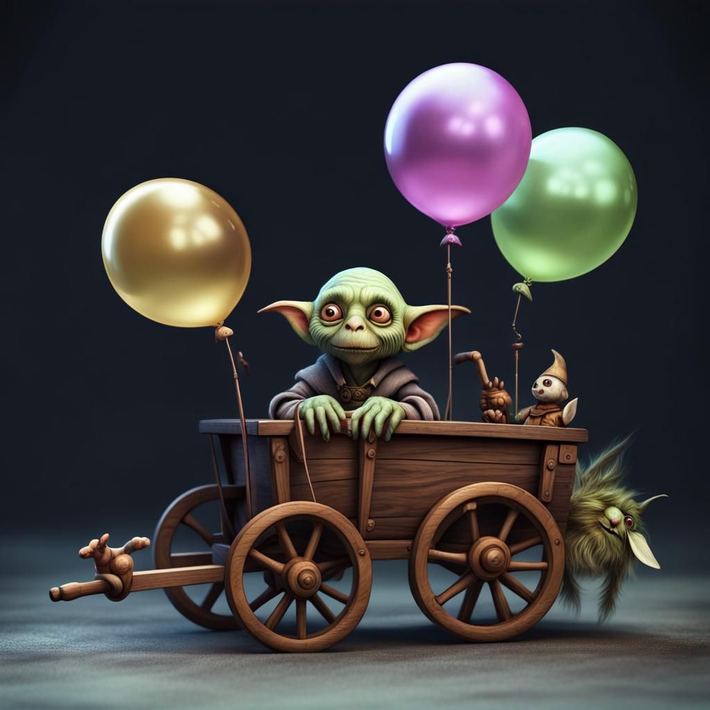 Goblin Merchant Selling Balloon Animals: High Fantasy Art