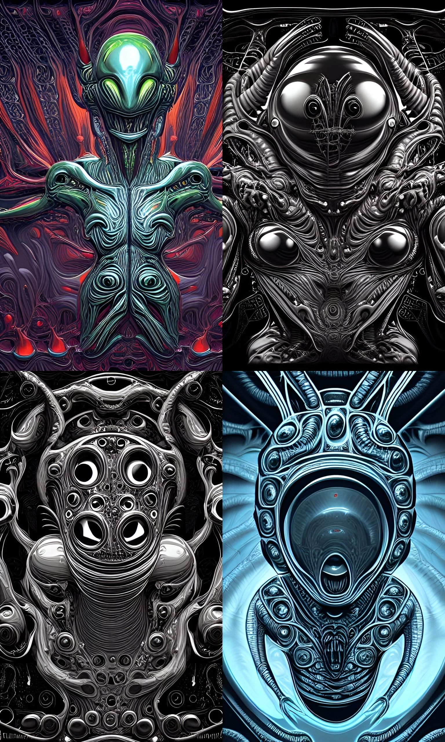 Symmetrical Fluid Alien in Rococo Chrome Style