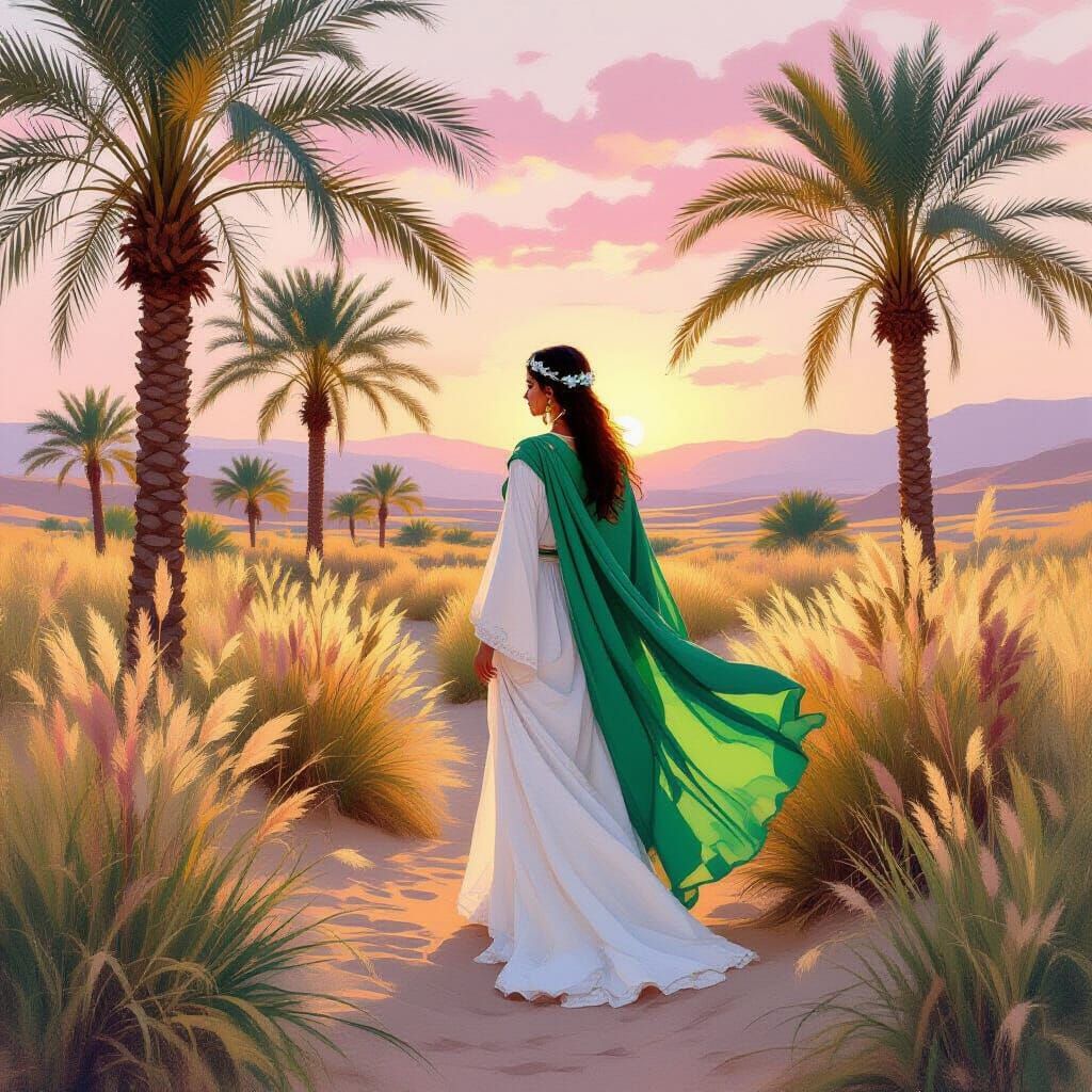 Palm Queen in Wadi: Impressionist Morning Light