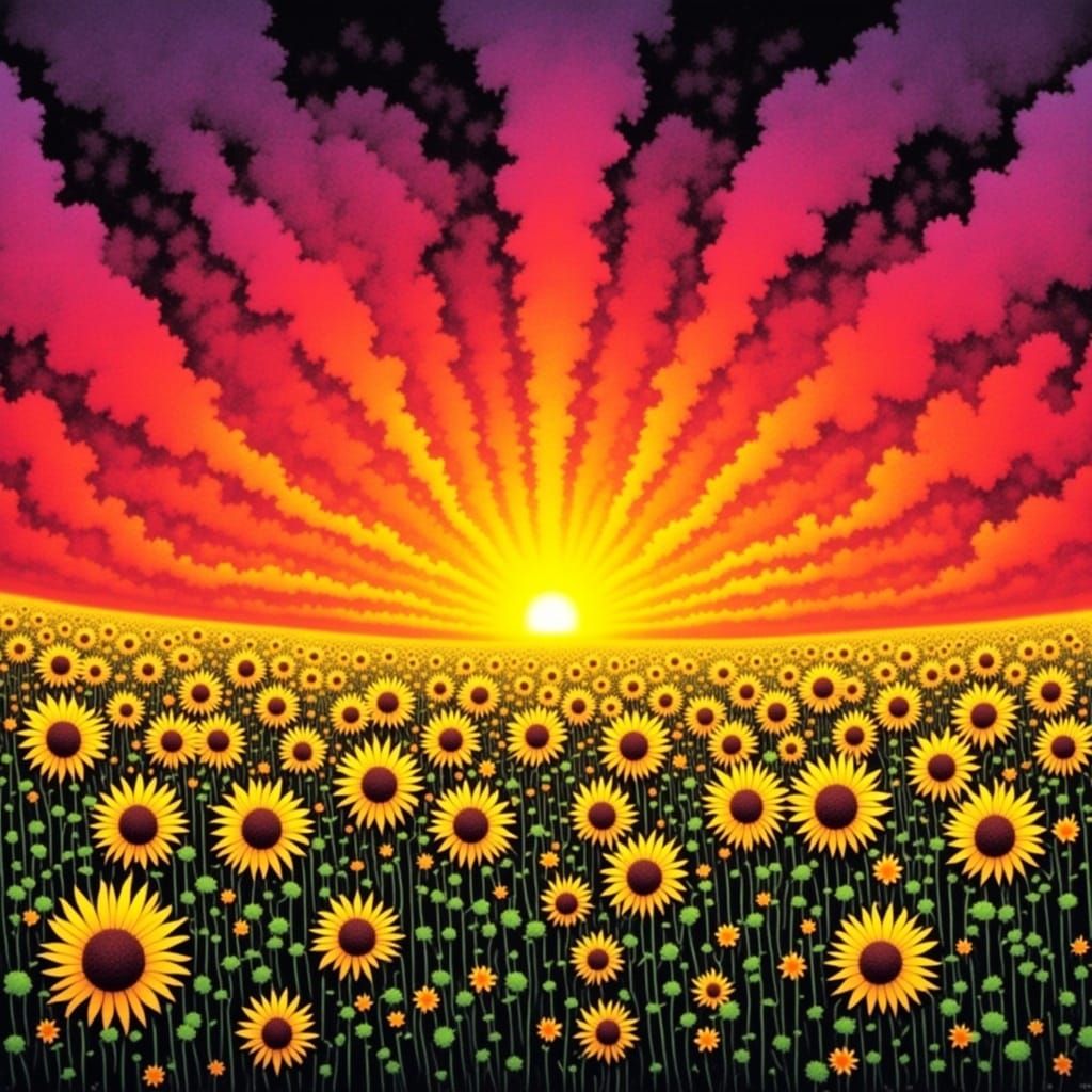 Graffiti Sunflower Sunset Art