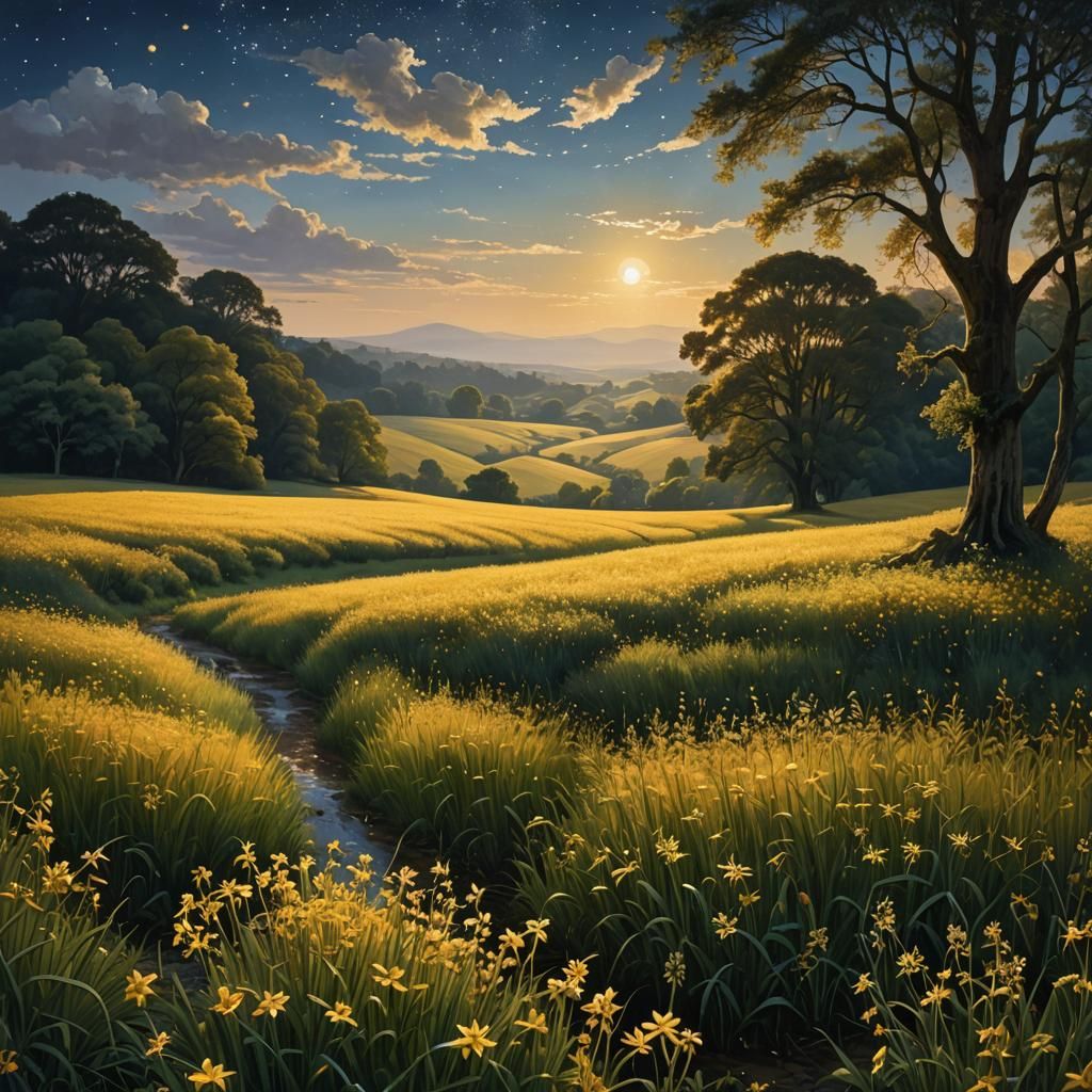 Golden Fields: Sunbeams and Whispering Winds