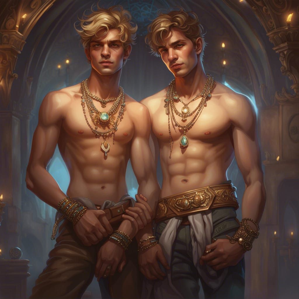 Erotic Portrait of Two Handsome Youths