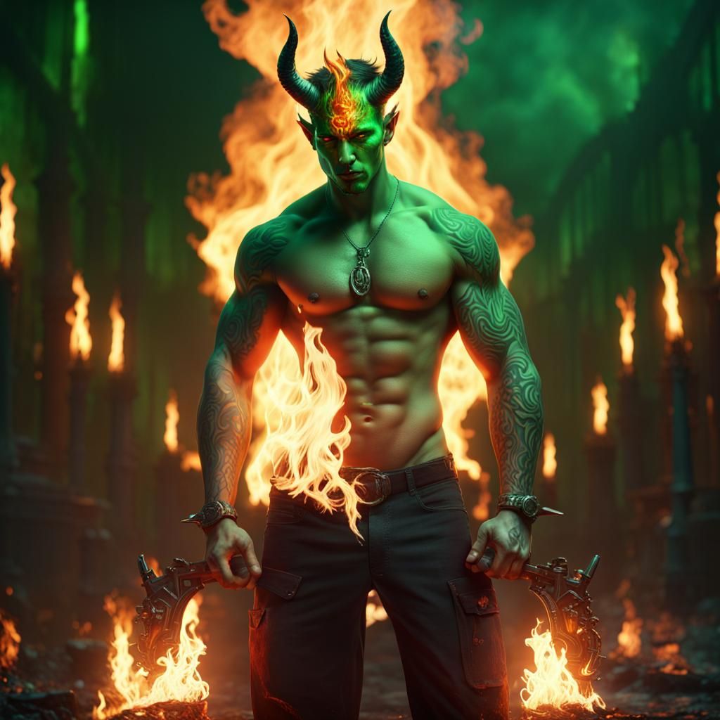 Fiery Devil with Mirror Crown: Fantasy Concept Art