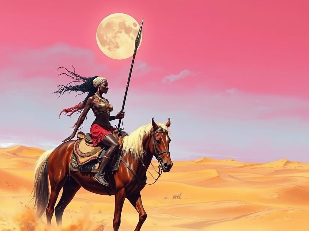 Elegant Sahara Nomad in Dark Fantasy