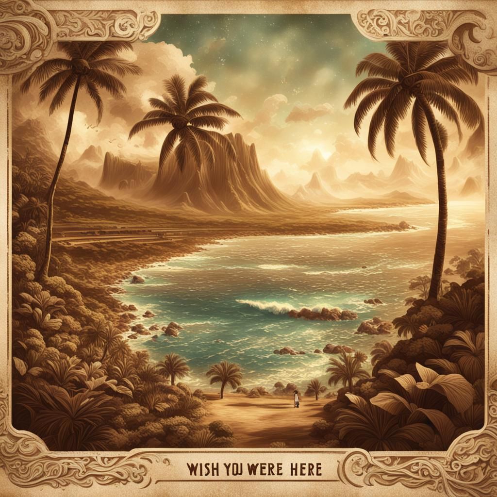 Vintage Hawaii Postcard in Sepia Tones