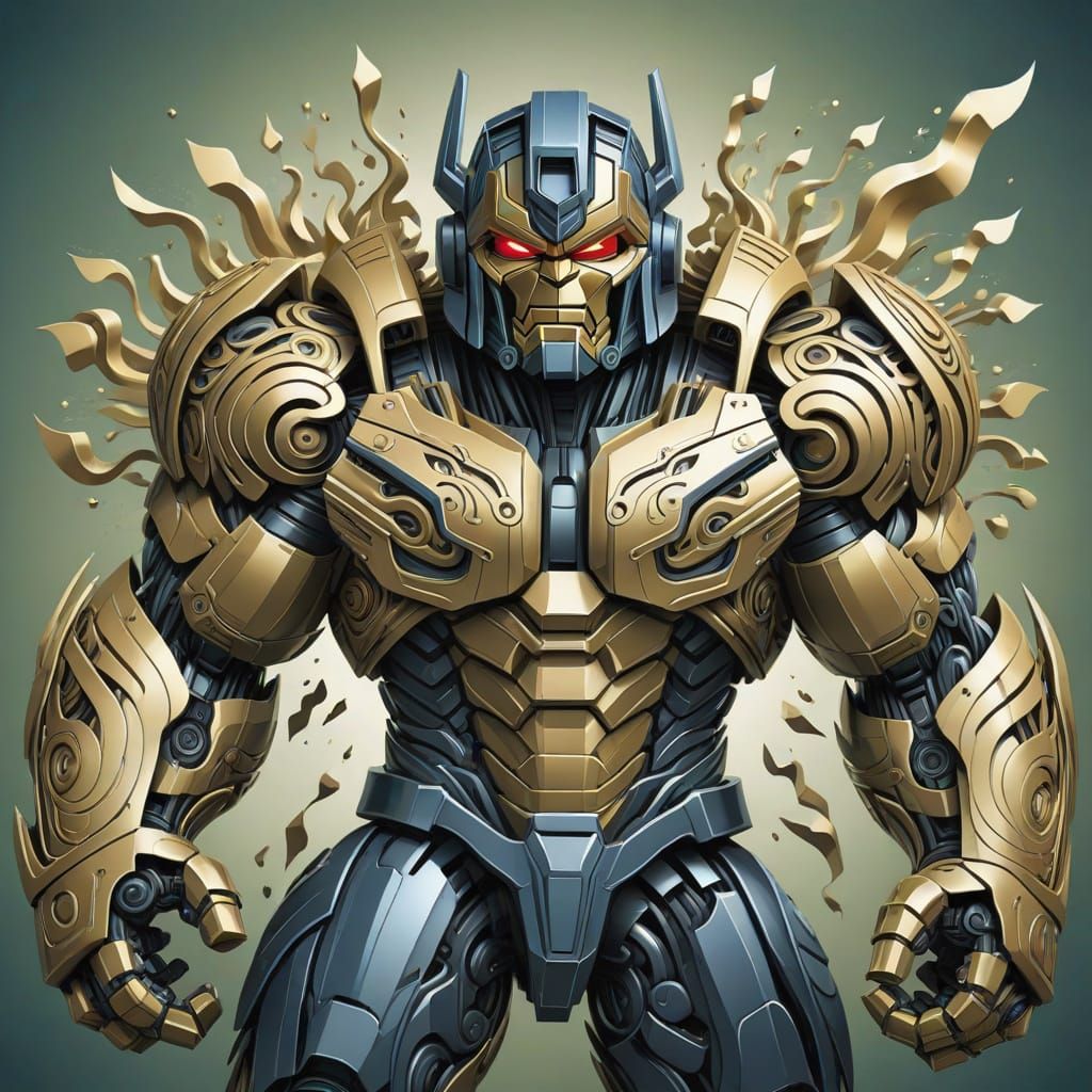 Abstract Vector Fractal of Ironhide in Gouache