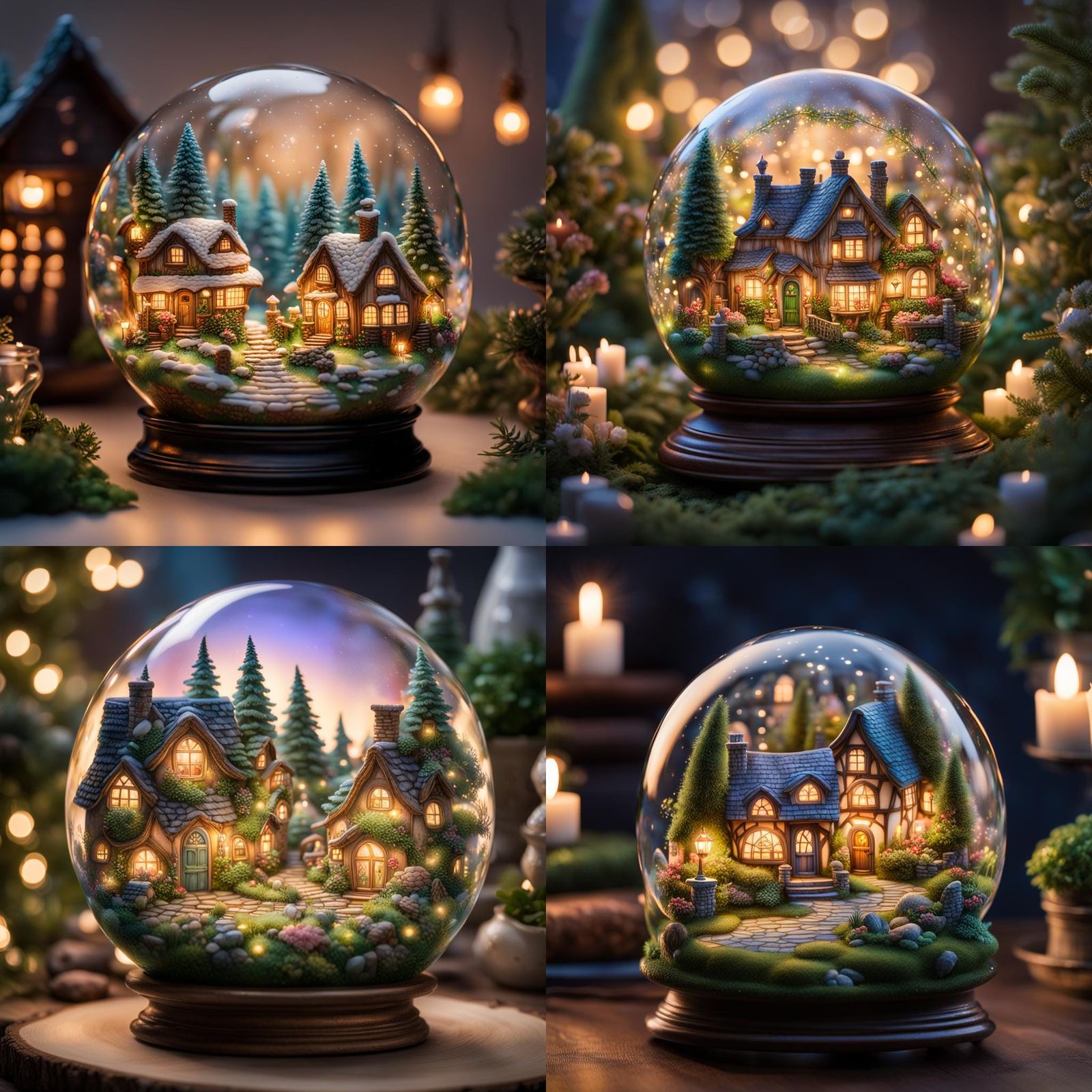 Fairy Village Encapsulated in Glowing Glass Sphere