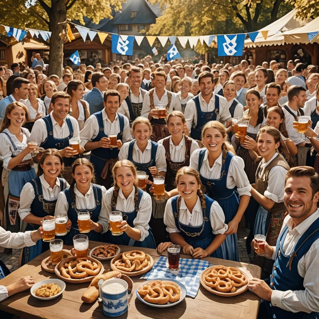 Oktoberfest Beer Garden Celebration in Bavaria