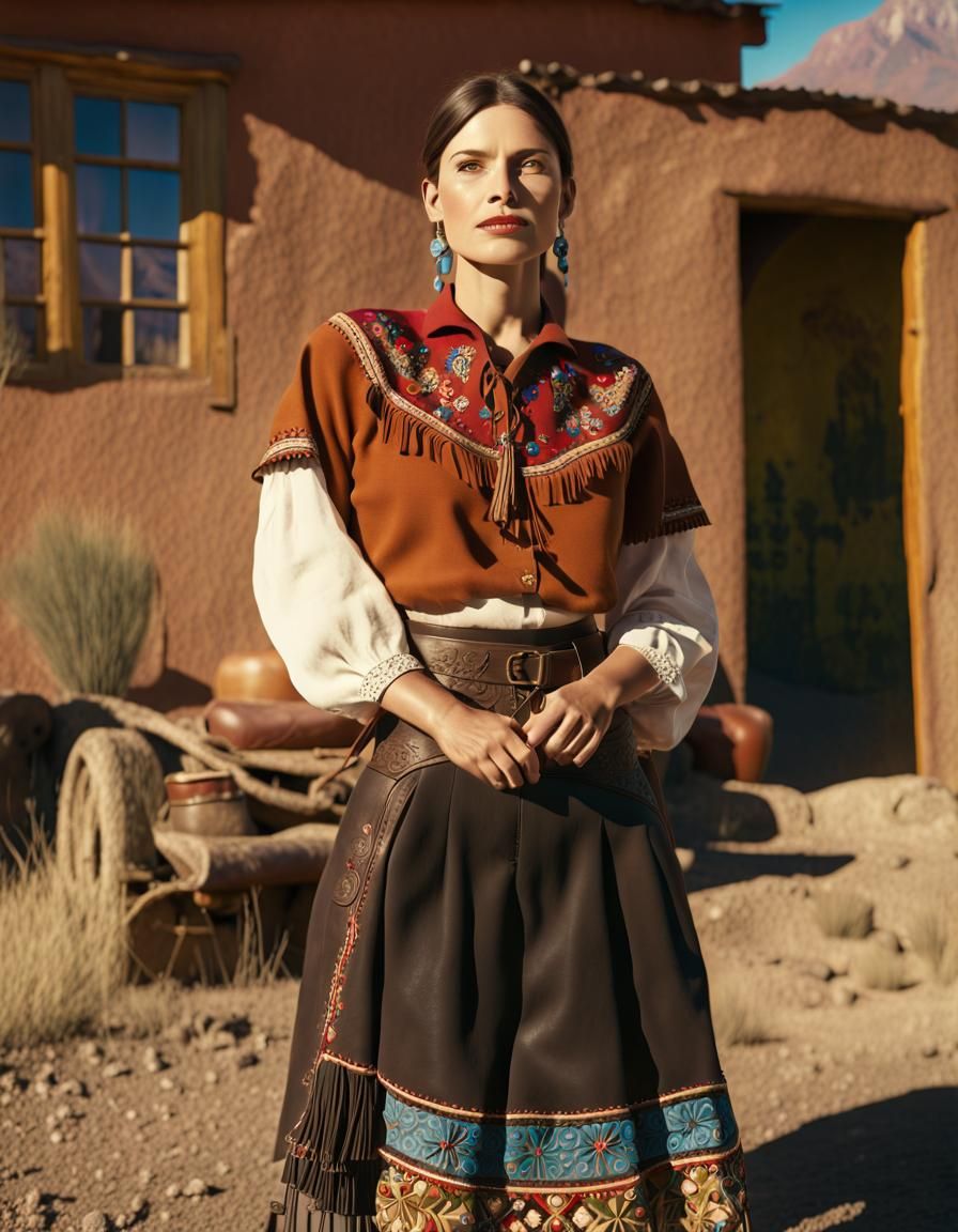 Gaucho Woman in Argentine Folk Art Style