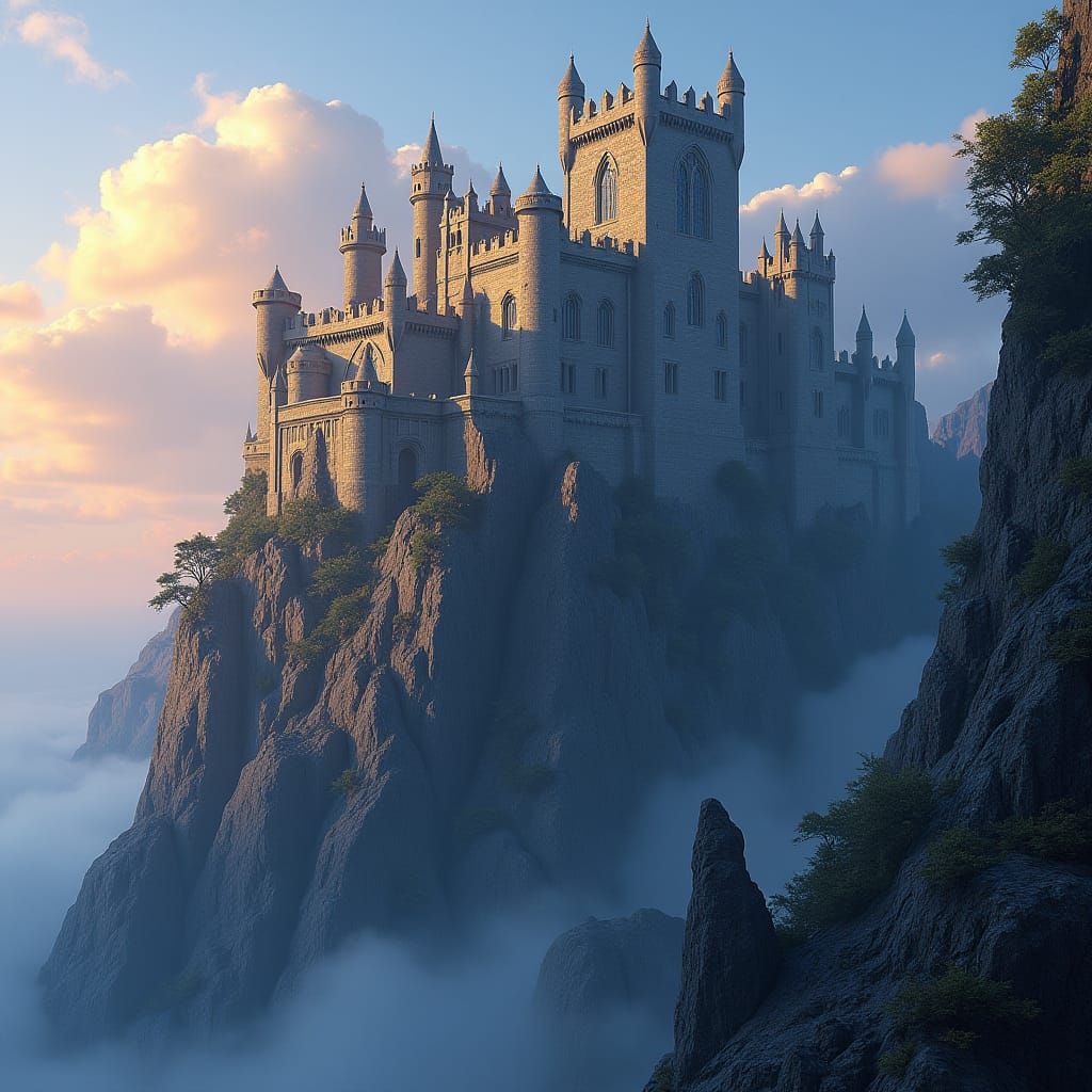 Norman Castle on Cliff: Hyper-Realistic Matte Painting