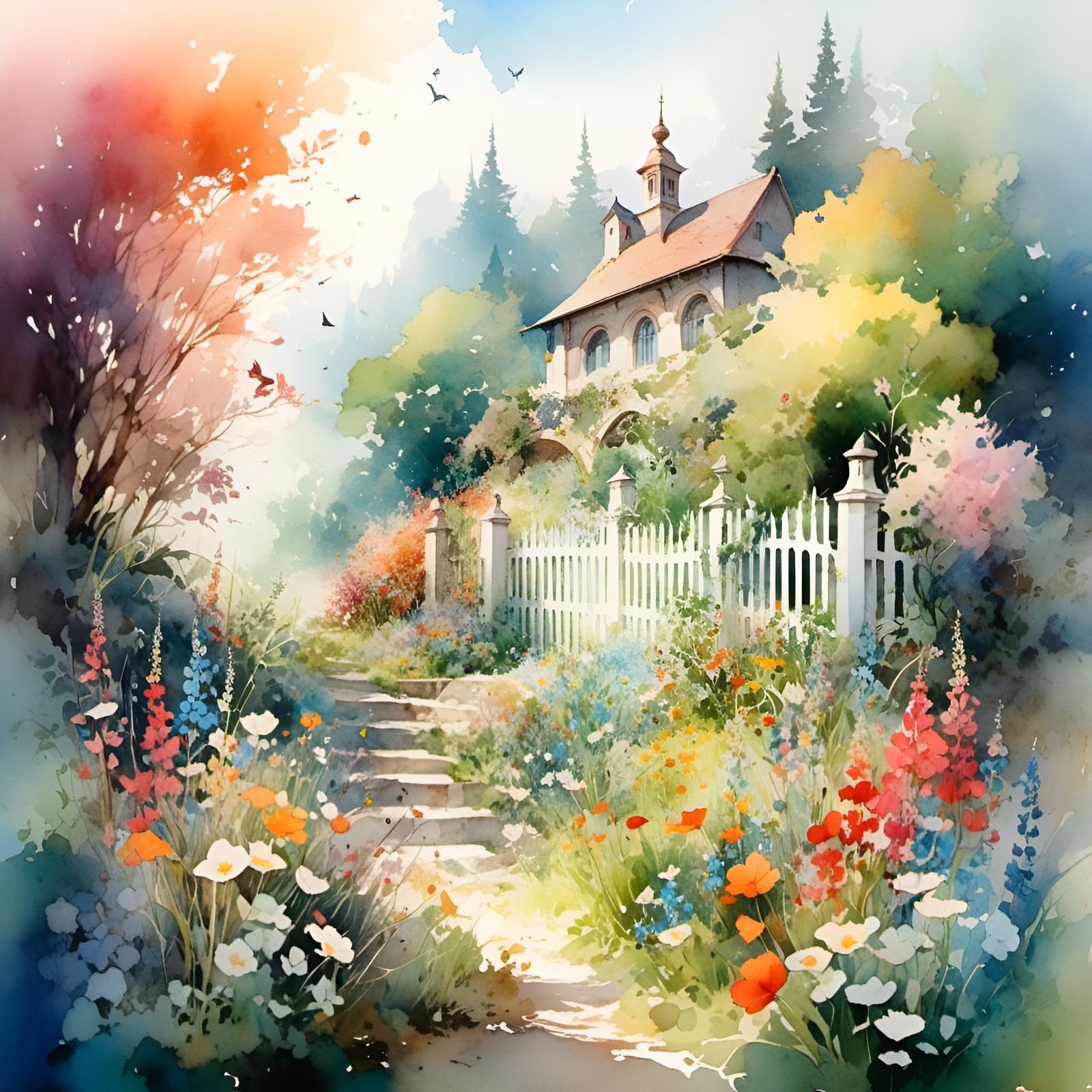 Dreamy Watercolor Garden in Marchetti Style