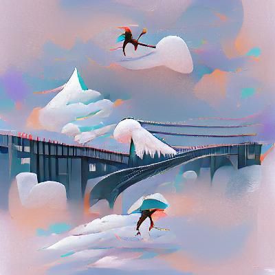 Bridge in Snow: Digital Illustration