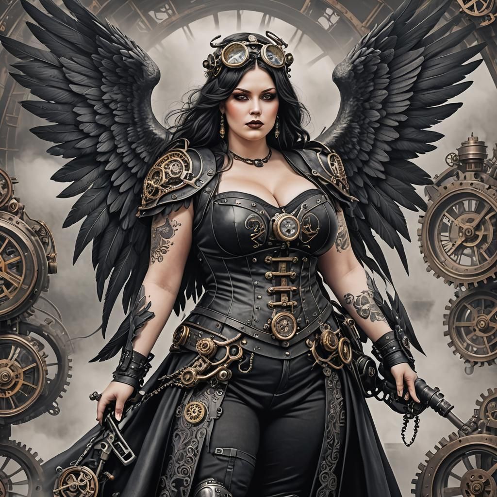 Gothic Angel with Steampunk Engine