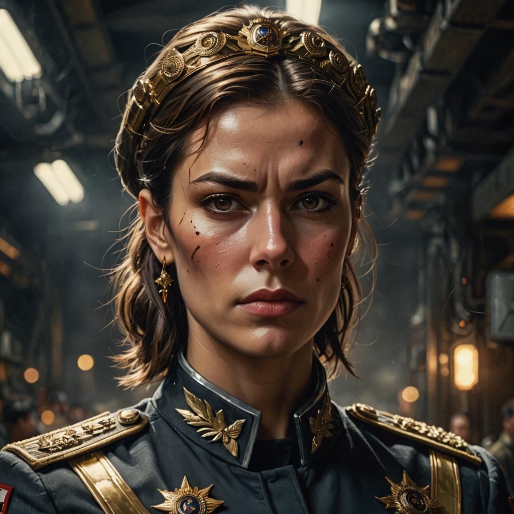 Sci-Fi Portrait: Strong Woman in Military Uniform