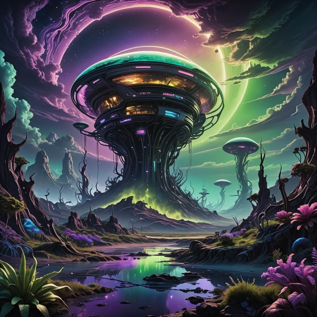 Ethereal Alien Landscape in Digital Matte Painting