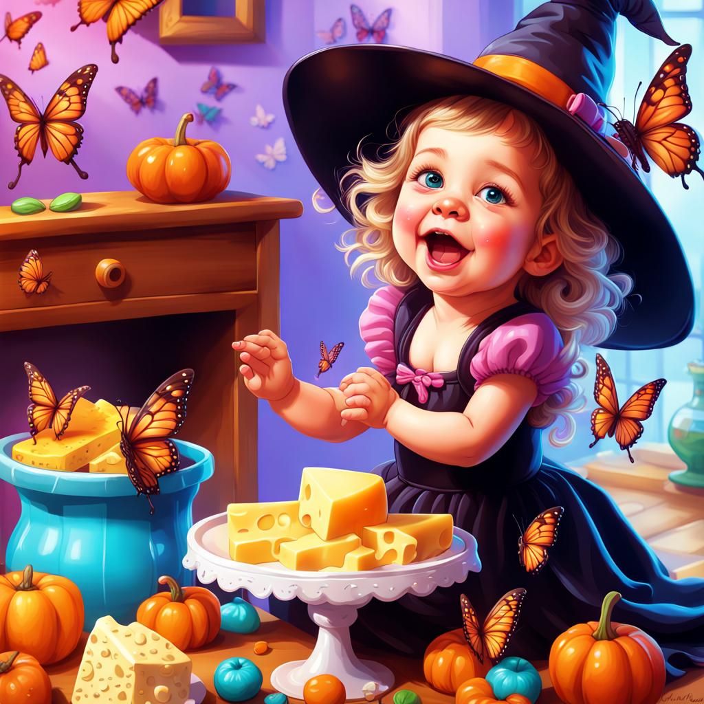 Baby Witch in Candyland: Hyperrealistic Digital Art