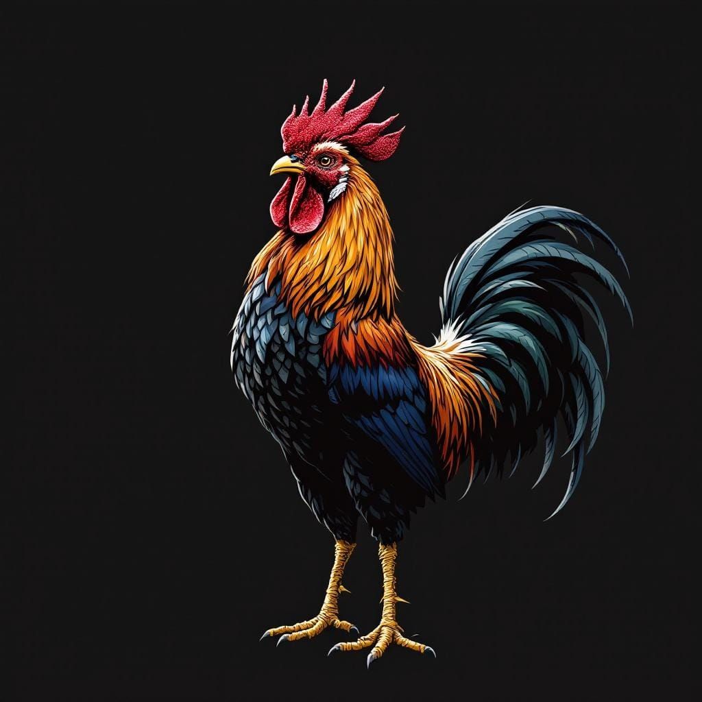 Rooster Crowing at Dawn: A Vibrant Portrait