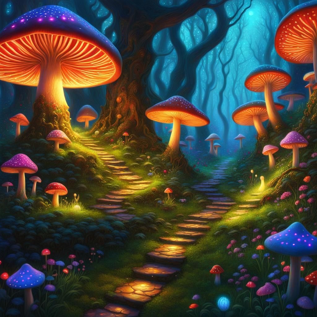 Ethereal Fairy Village in Glowing Forest