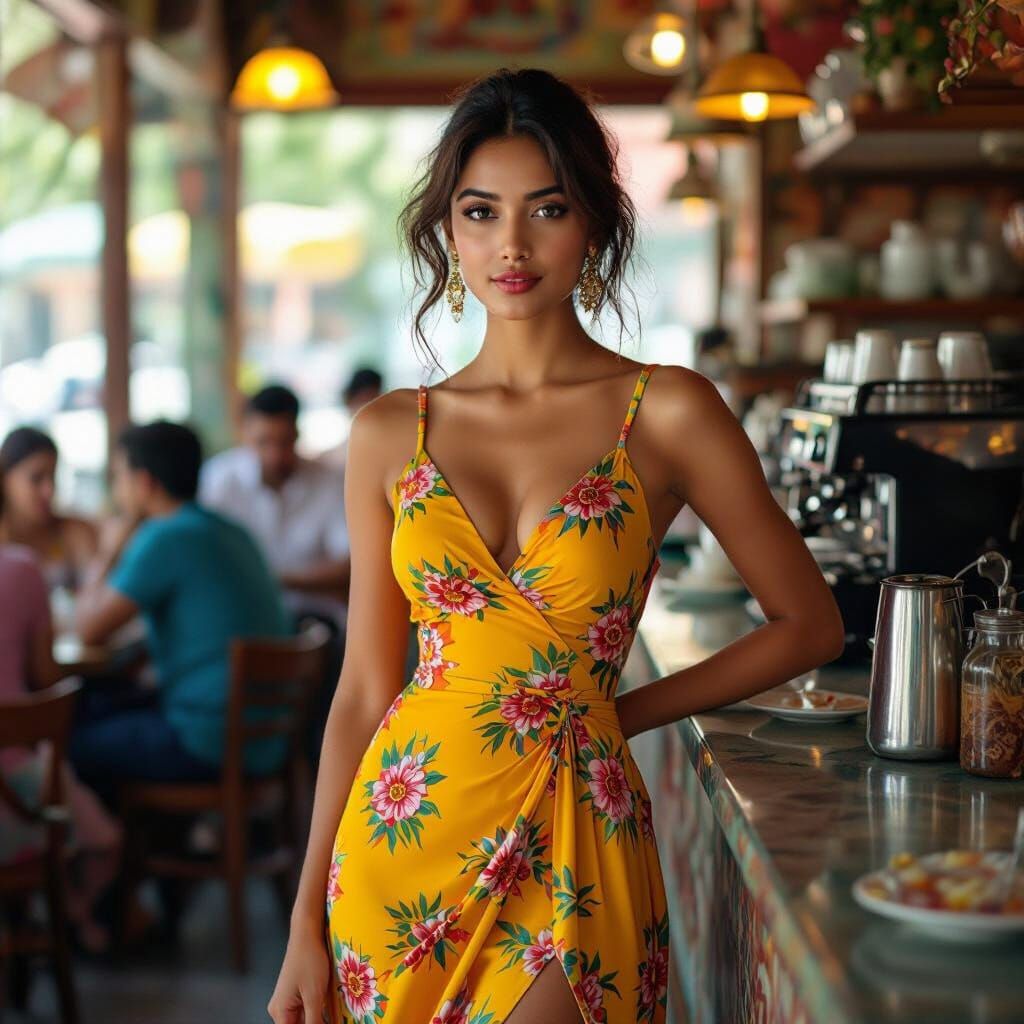 Indian Woman in Summer Dress: Art Nouveau Style