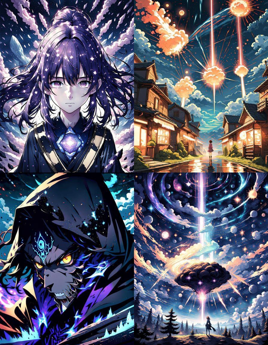 The Evil Hollow of Falling Stars in Anime Style