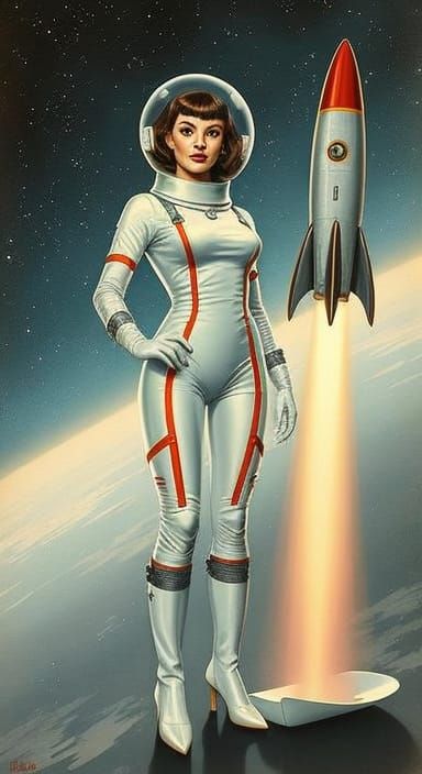 Retro Sci-Fi Bettie Page Space Girl