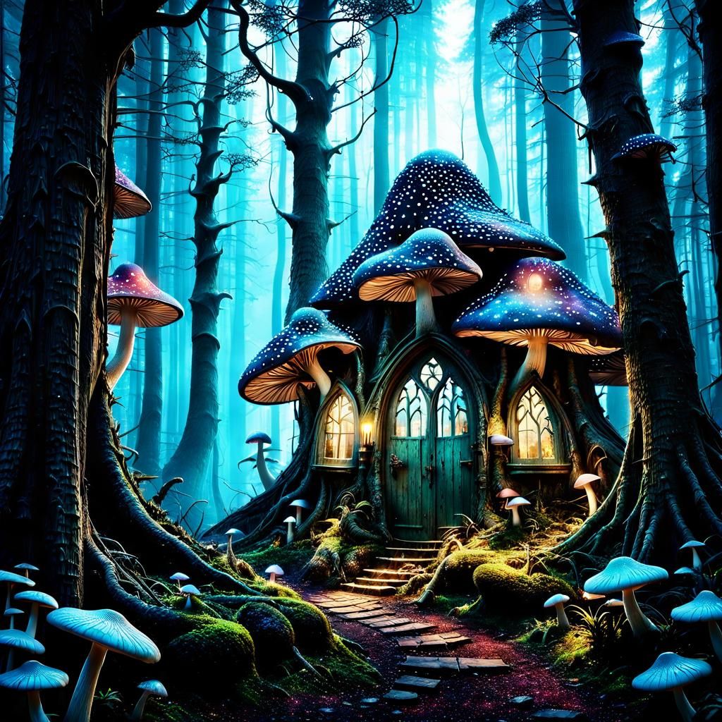 Enchanted Forest with Mushroom Village