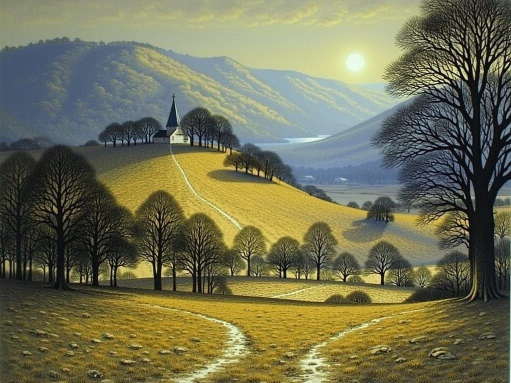 Vibrant Tree Landscape Painting in Plein Air Style