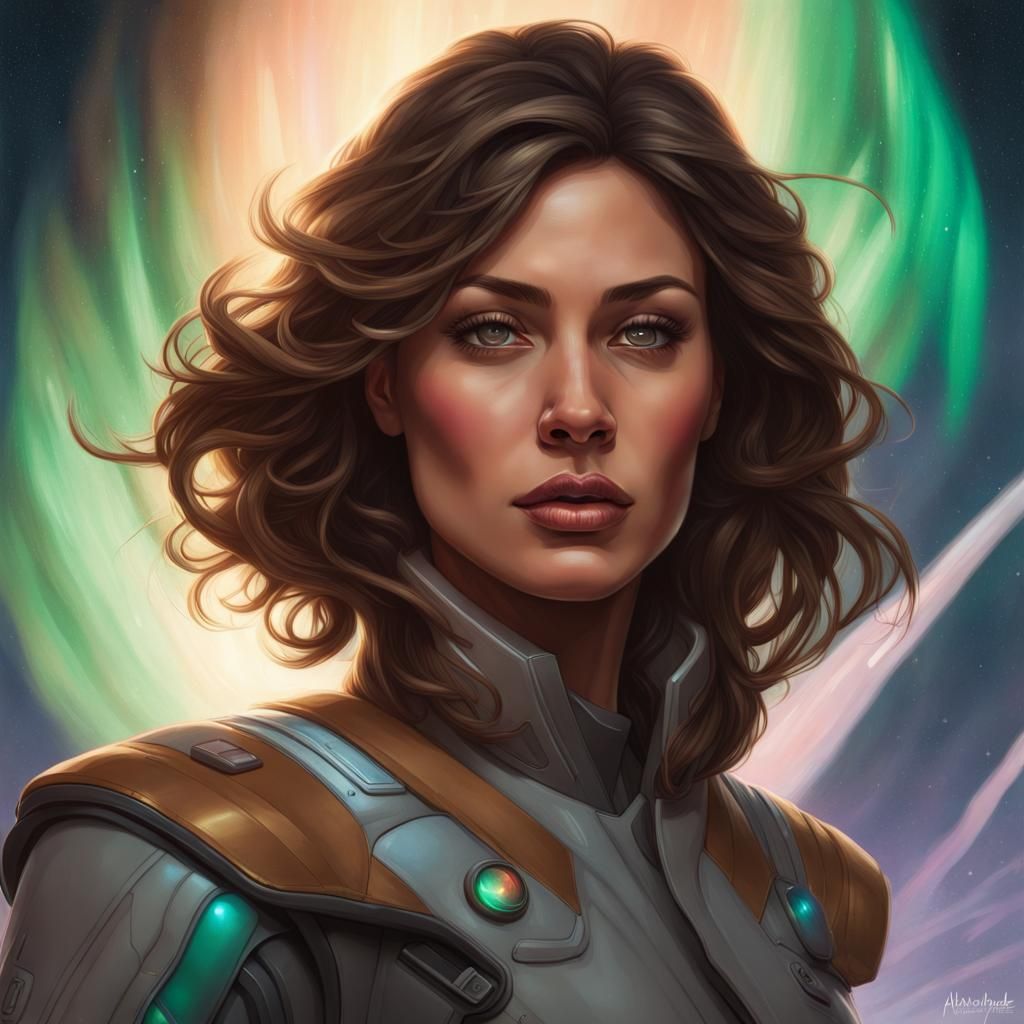 Hyperrealistic Sci-Fi Portrait with Northern Lights