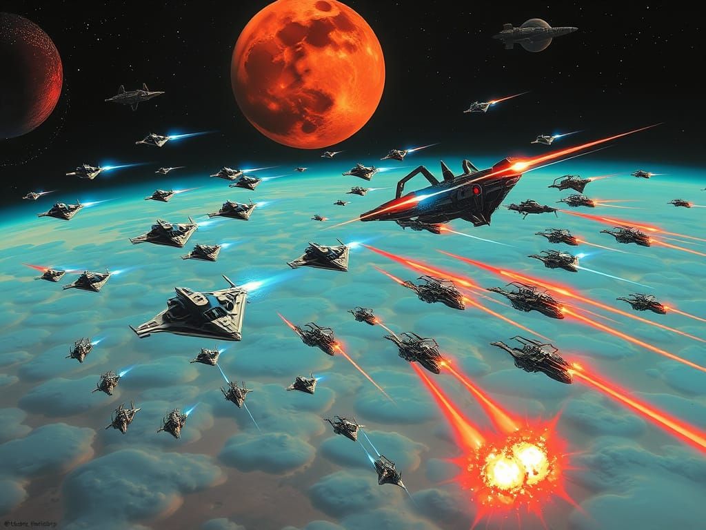 Epic Space Battle: Human Ships vs Alien Armada