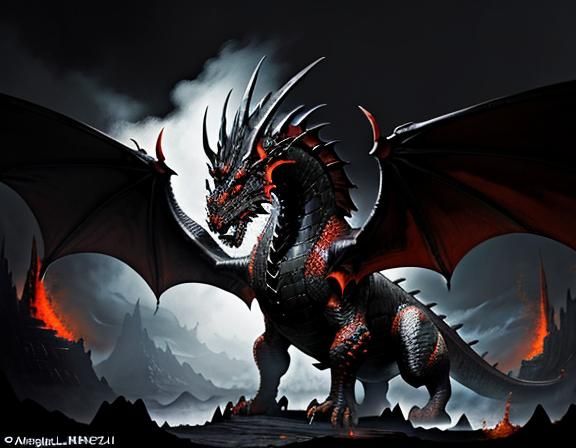 Fiery Dragon in Dynamic Fantasy Art Style