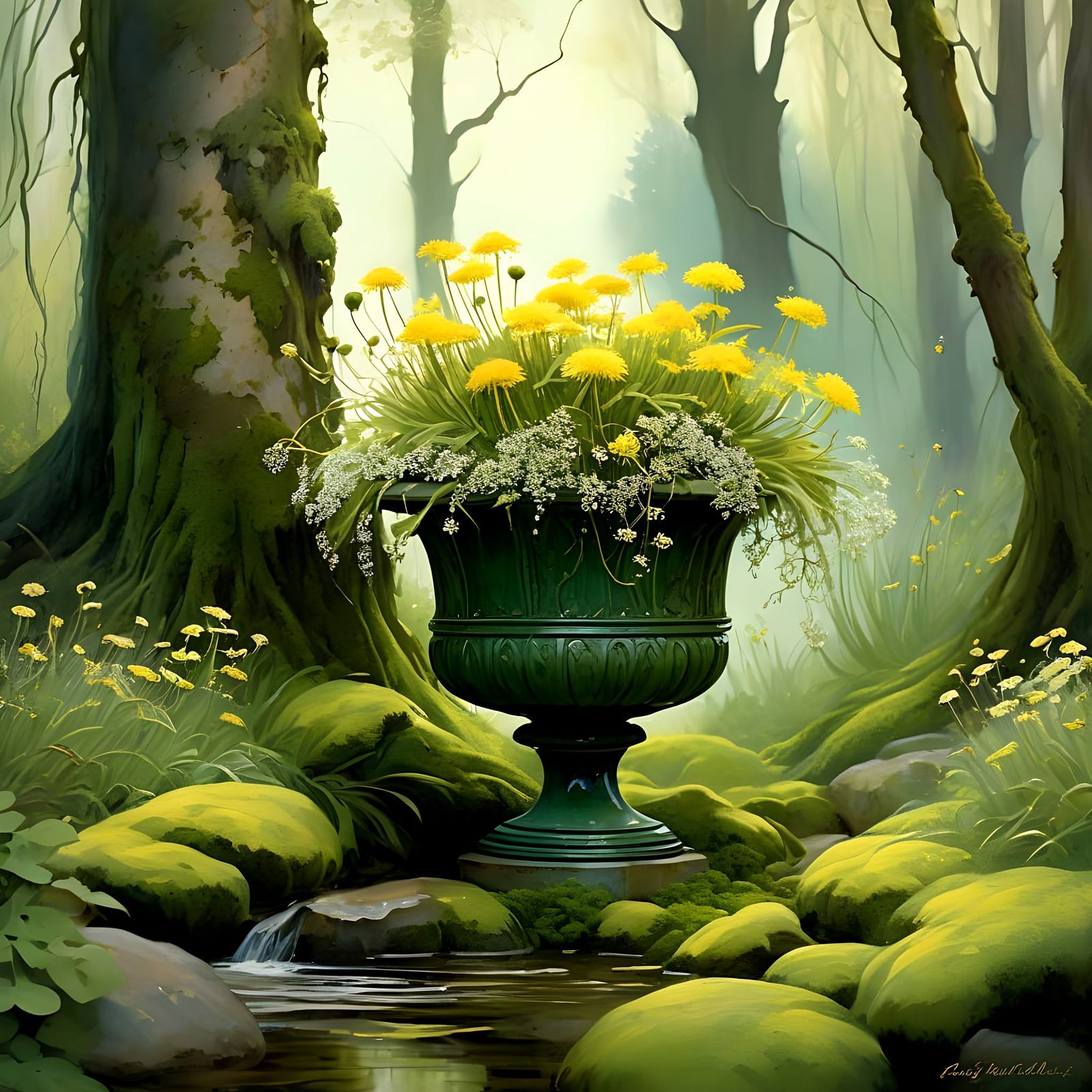 Whimsical Forest Floral in a Vintage Copper Vase