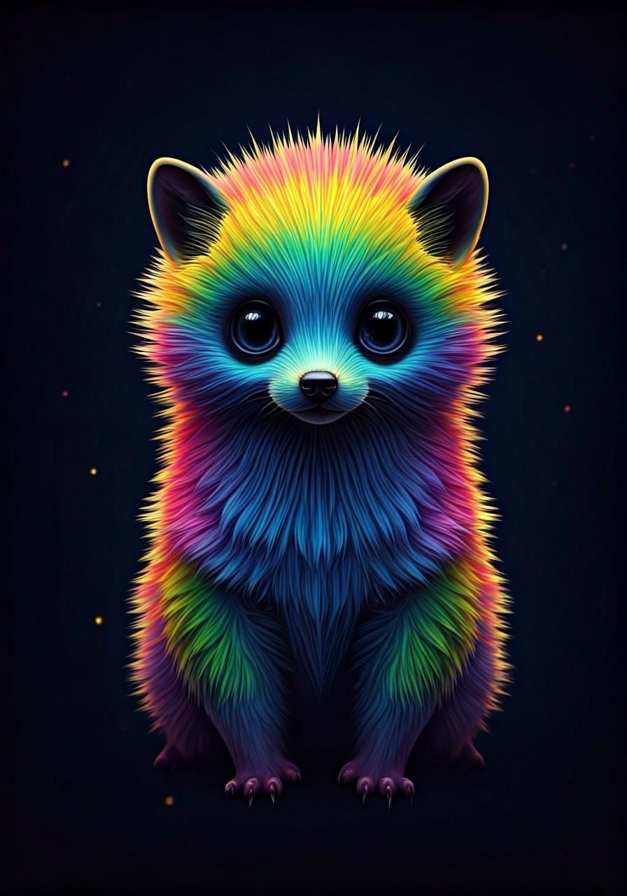 Adorable Rainbow Sparkle Creature in Fantasy Style