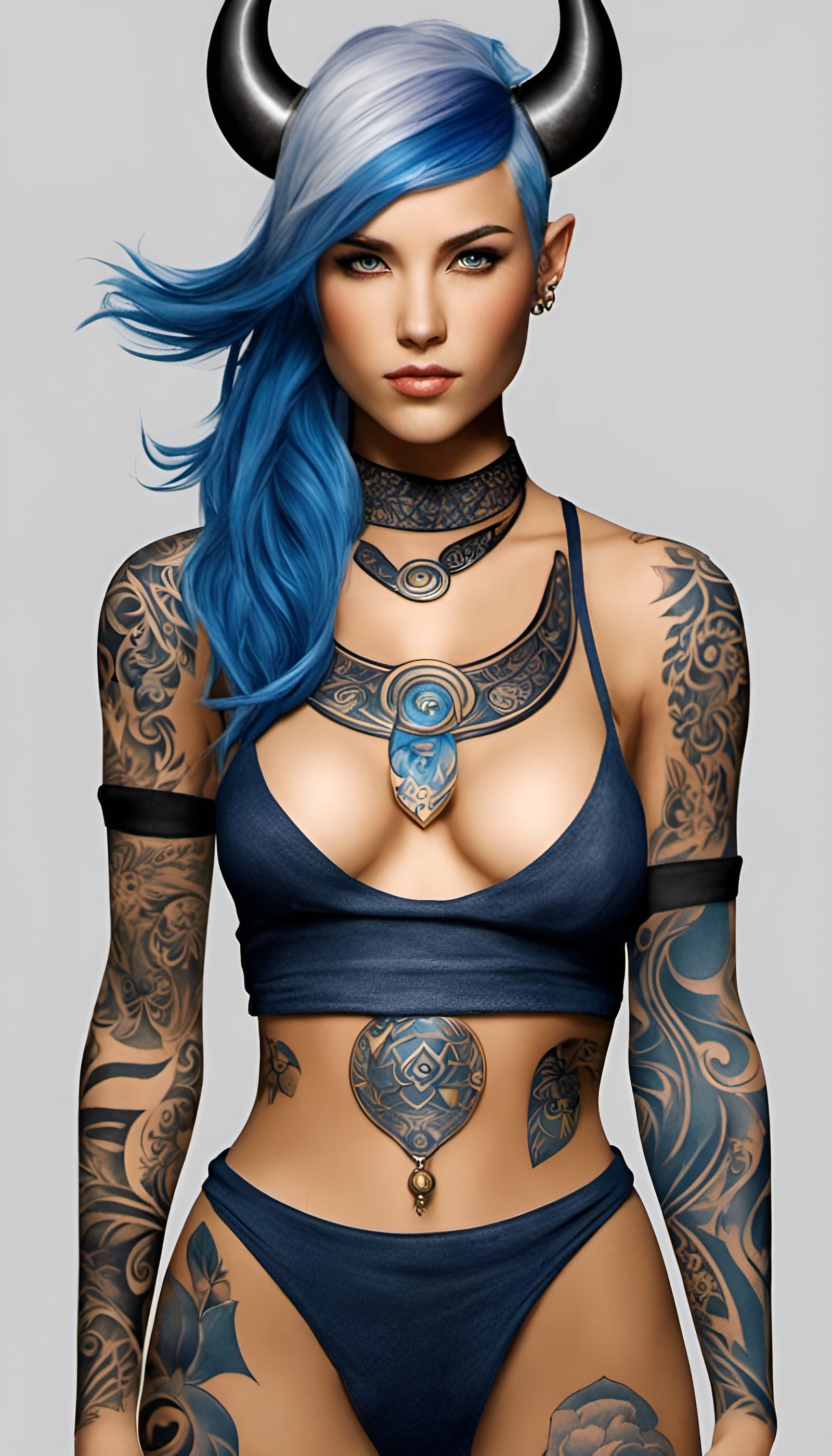 "Full body" viking tattoo's on a pretty, young, adult female...