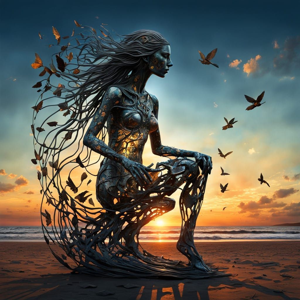 Surreal Fragmented Sculpture in Bio Art Aesthetic