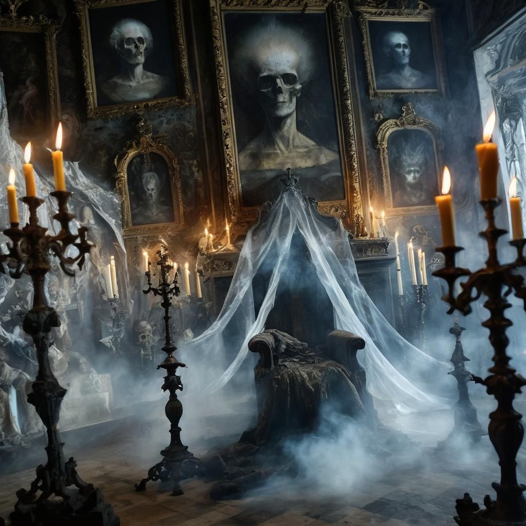 Throne of Shadows

In tattered velvet, spectral king enthron...