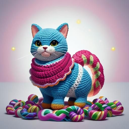 Adorable Crocheted Animals in Candy Art Style