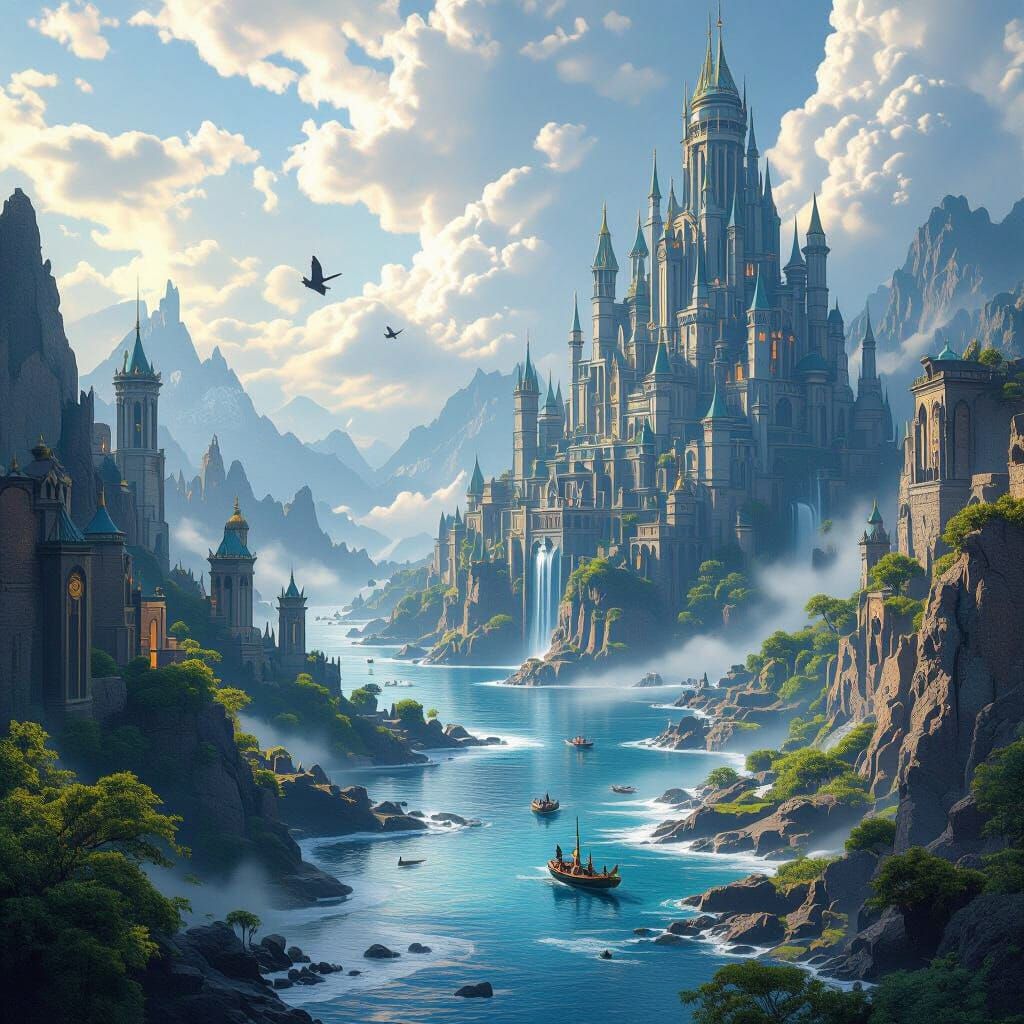 Fantastical Castle Matte Painting in Deep Colors