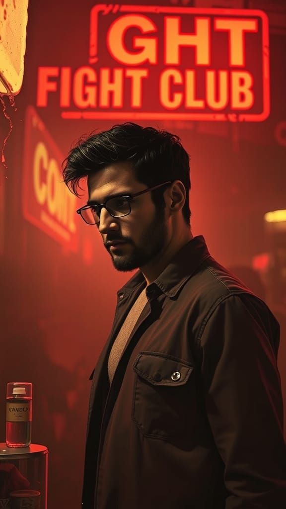 Fight Club Movie Poster: Tyler Durden in Sepia Tones